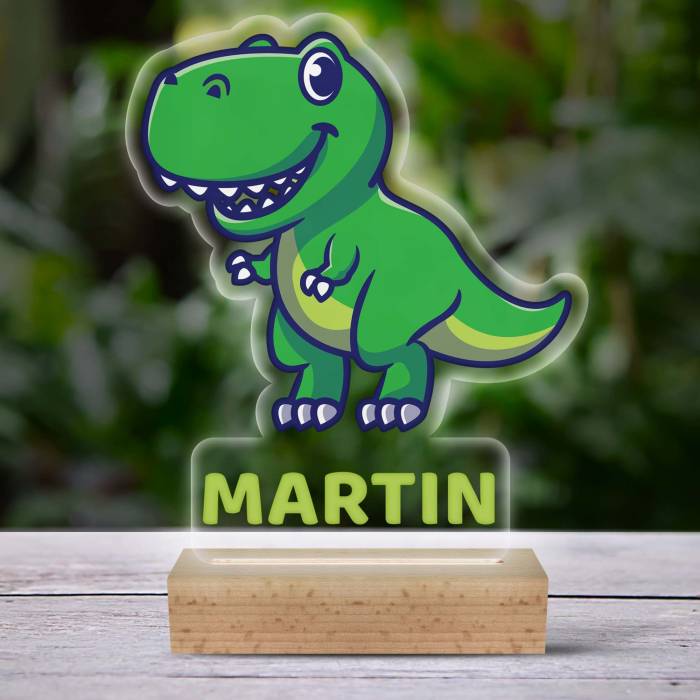 3D LED lampa personalizovaná s dinosaurom