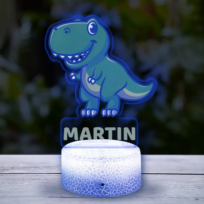 3D LED lampa personalizovaná s dinosaurom