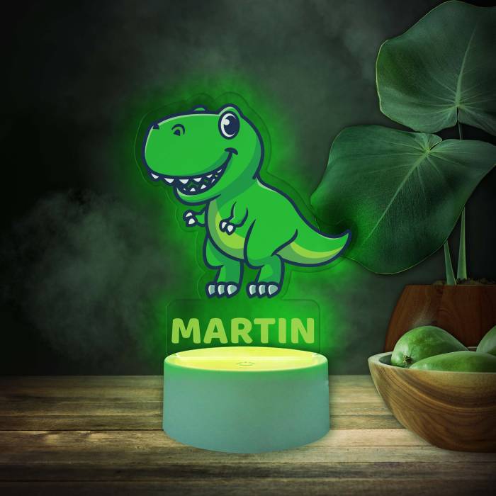 3D LED lampa personalizovaná s dinosaurom