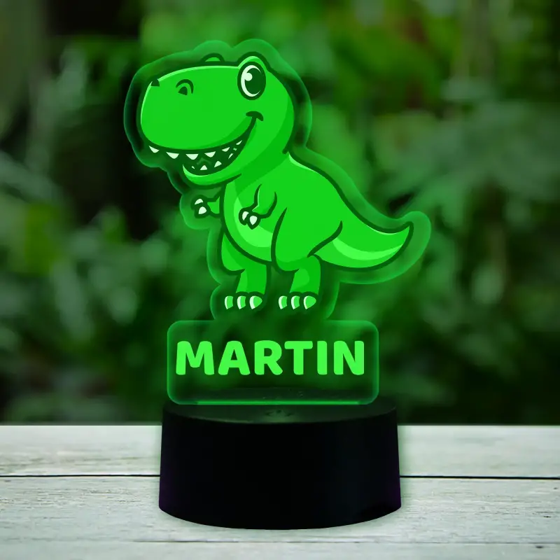 3D LED lampa personalizovaná s dinosaurom