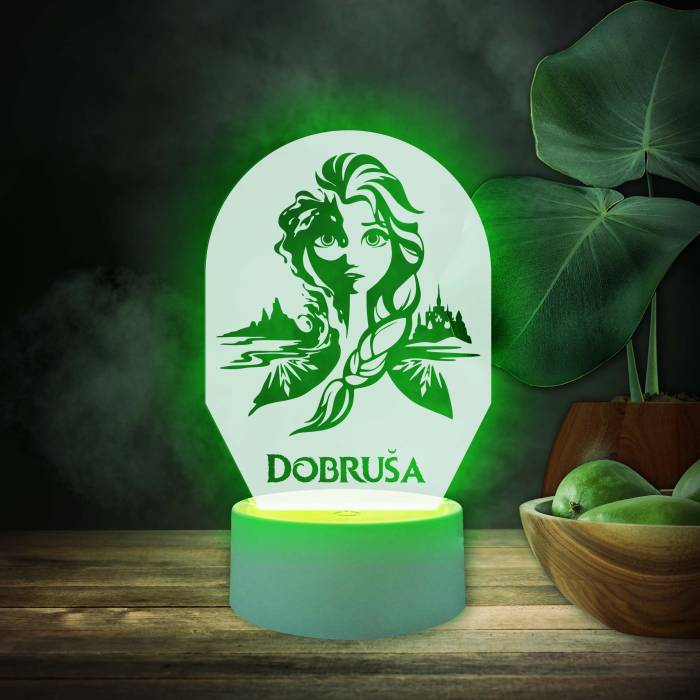 3D LED lampa personalizovaná s Elsou