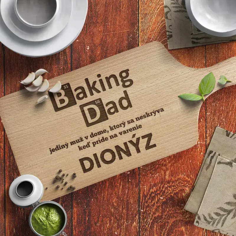 Doska na krájanie s vlastným textom Baking Dad