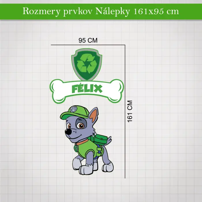 Sticker na stenu s Rocky z Psičej Patrulje