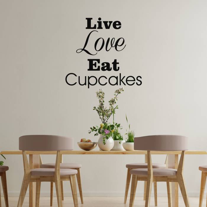 Nálepka na stenu - Live Love Cupcakes