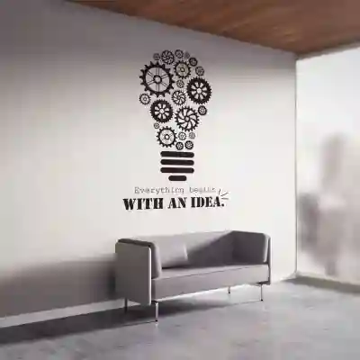 Nálepka na stenu - Everything begins with an idea 